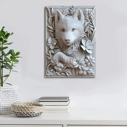 Charming Little Husky Mix Puppy Painting  40x60cm Metal Print Ready to Hang