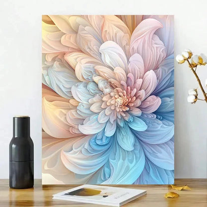 Beautiful Painting of an Abstract Flower Pastel Colors 40x60cm Metal Print Ready to Hang