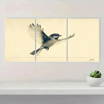 3pcs Minimalist Birds Neutral Nature Perfect Wall Art Set Canvas Framed 40x60cm - High Quality Print 100% Australian Made Wall Canvas Ready to Hang