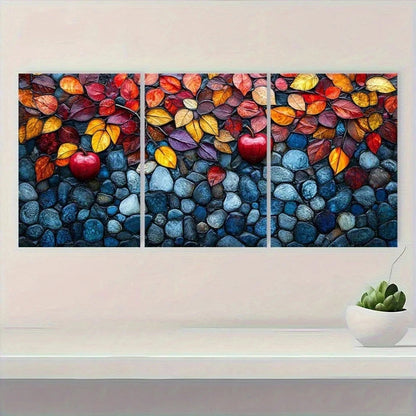 3pcs Stained Glass Style Colourful Metal Print Ready to Hang Art