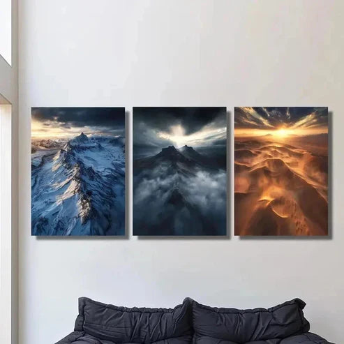 3pcs Mountains Desert Landscape Sand Dunes Wall Art Canvas Unframed – High Quality Print 100% Australian Made Wall Canvas