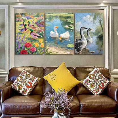3pcs Painting Color Duck Nature Metal Print Ready to Hang Art