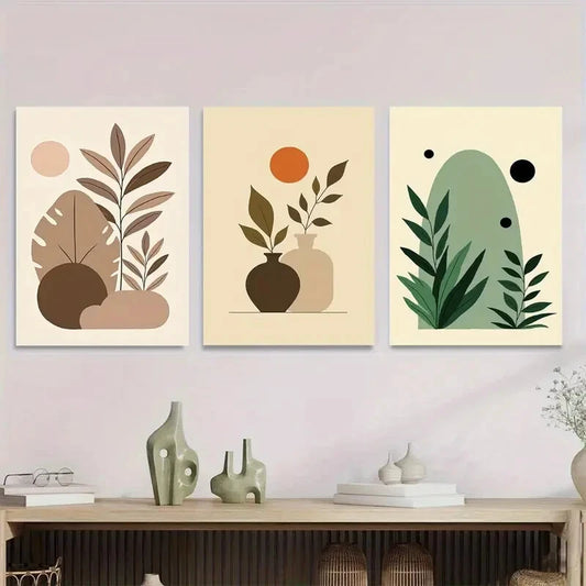 3pcs Modern Abstract Botanical Minimalist Plant Metal Print Ready to Hang Art