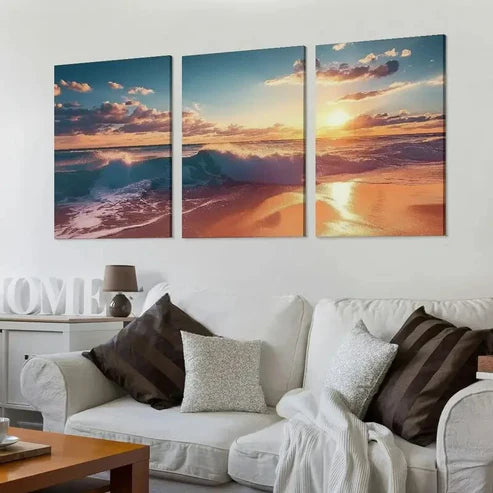 3pcs Golden Lily Wall Art Set Canvas Unframed - High Quality Print 100% Australian Made Wall Canvas