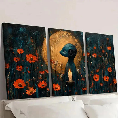 3pcs Candle Holder Fine Art E Wall Art Set Canvas Unframed - High Quality Print 100% Australian Made Wall Canvas