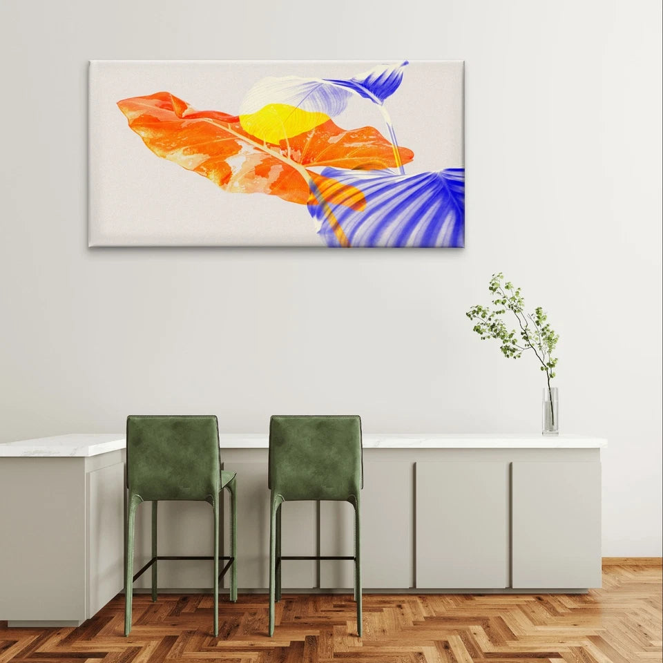 Double Exposure Tropical Leaves Abstract Wall Art Canvas Office Home Framed 120x60cm