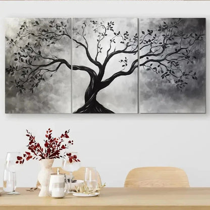 3pcs Black and White Elegant Abstract Tree Wall Art Set Canvas Framed 40x60cm - High Quality Print 100% Australian Made Wall Canvas Ready to Hang