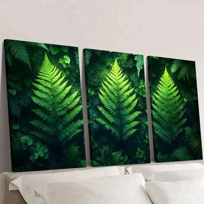 3pcs Vintage Botanical Moody Gothic Green Wall Art Set Canvas Framed 40x60cm - High Quality Print 100% Australian Made Wall Canvas Ready to Hang