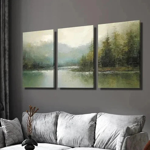 3pcs Rural River Landscape Painting  Wall Art Set Canvas Unframed - High Quality Print 100% Australian Made Wall Canvas