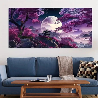 Bright Moon Purple Hour wall canvas office home room framed 120x60cm