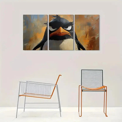 3pcs Yellow Angry Bird Themed Metal Print Ready to Hang Art