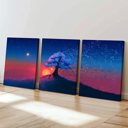 3pcs Nature Trees Sunset Landscape Wall Art Set Canvas Framed 40x60cm - High Quality Print 100% Australian Made Wall Canvas Ready to Hang