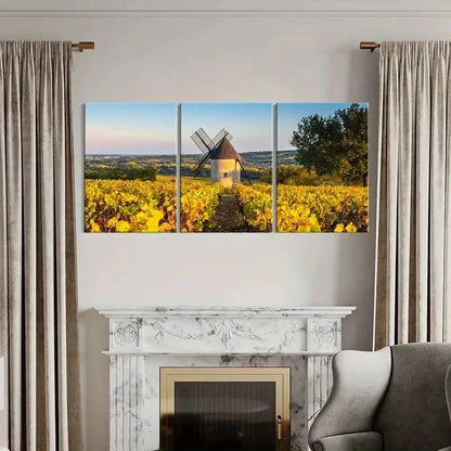 3pcs Natural Landscape Windmills & Hills Wall Art Set Canvas Framed 40x60cm - High Quality Print 100% Australian Made Wall Canvas Ready to Hang