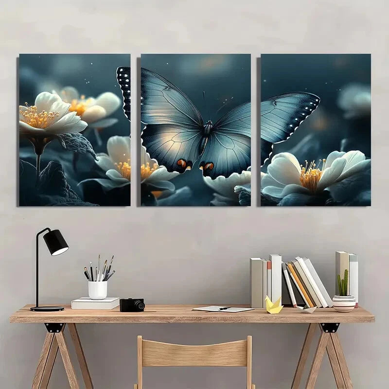 3pcs Grey Butterfly Dreams Faith Gallery Metal Print Ready to Hang Art