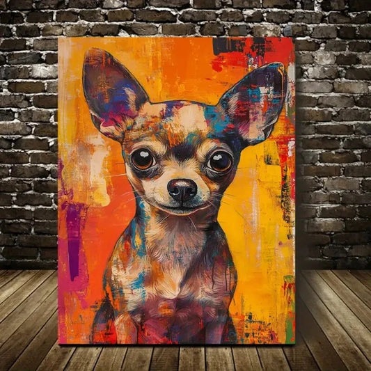 Beautiful Modern Abstract Chihuahua Dog Painting 40x60cm Metal Print Ready to Hang