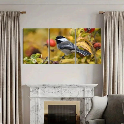3pcs Animal Art Bird on a Tree Branch Painting Wall Art Set Canvas Framed 40x60cm - High Quality Print 100% Australian Made Wall Canvas Ready to Hang