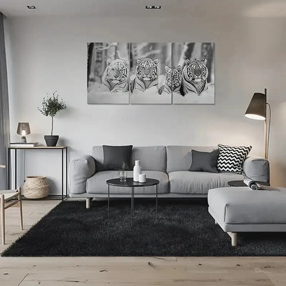 3pcs Modern Black & White Tiger Metal Print Ready to Hang Art