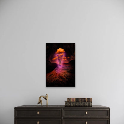 Neon landscape: Triangle Metal Print Ready to Hang