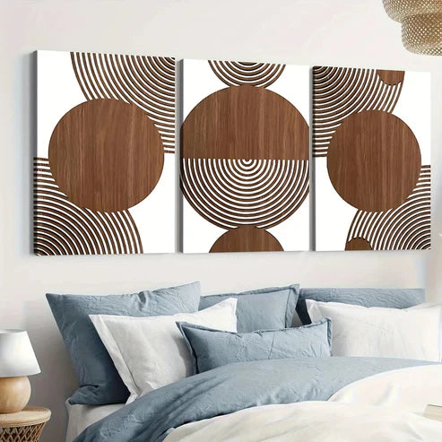 3pcs Abstract Geometric Circular Elegant Canvas Unframed - High Quality Print 100% Australian Made Wall Canvas