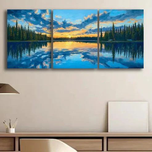 3pcs Colorful Lakes of Alaska Scenery Perfect Wall Art Set Canvas Unframed - High Quality Print 100% Australian Made Wall Canvas