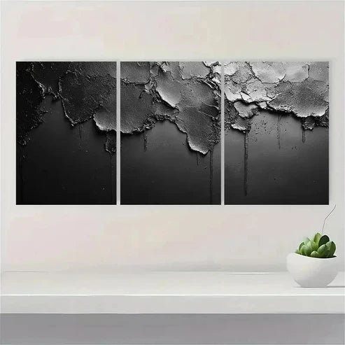 3pcs Only Black and White Texture Wall Art Canvas Unframed - High Quality Print 100% Australian Made Wall Canvas