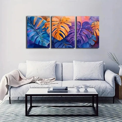 3pcs Gorgeous Turtle Back Bamboo Leaf Wall Art Set Canvas Unframed - High Quality Print 100% Australian Made Wall Canvas