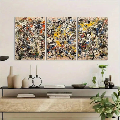 3pcs Jackson Pollock-Inspired Abstract Metal Print Ready to Hang Art