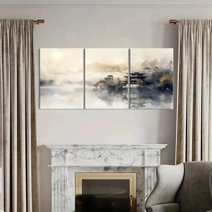3pcs Chinese Landscape & Mountain Scenery Wall Art Set Canvas Framed 40x60cm - High Quality Print 100% Australian Made Wall Canvas Ready to Hang