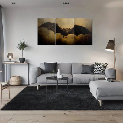 3pcs Halloween & Gothic Spooky Bat Metal Print Ready to Hang Art