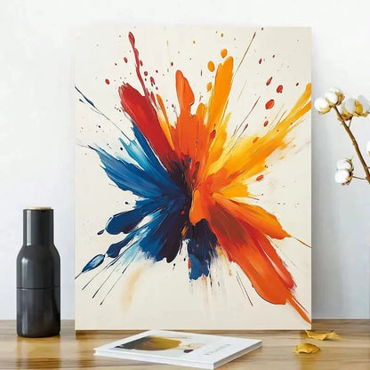 Vibrant Explosion of Paint Splatters in Bright Primary 40x60cm Metal Print Ready to Hang