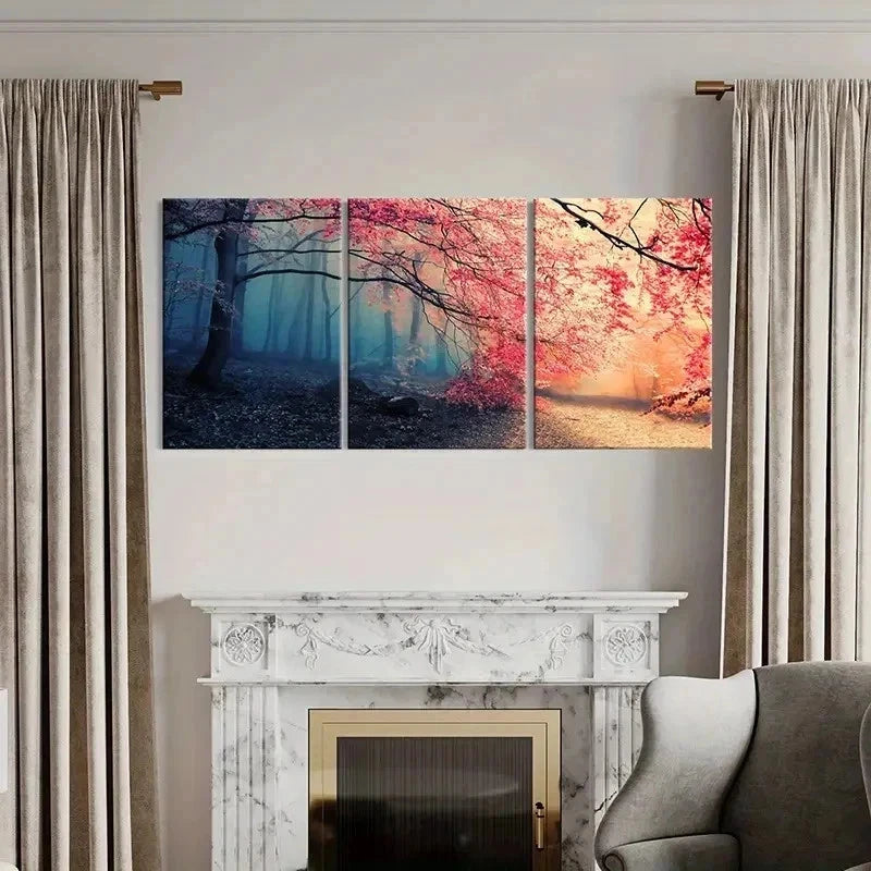 3pcs Nature Landscape Cherry Blossom Tree Wall Art Set Canvas Framed 40x60cm - High Quality Print 100% Australian Made Wall Canvas Ready to Hang