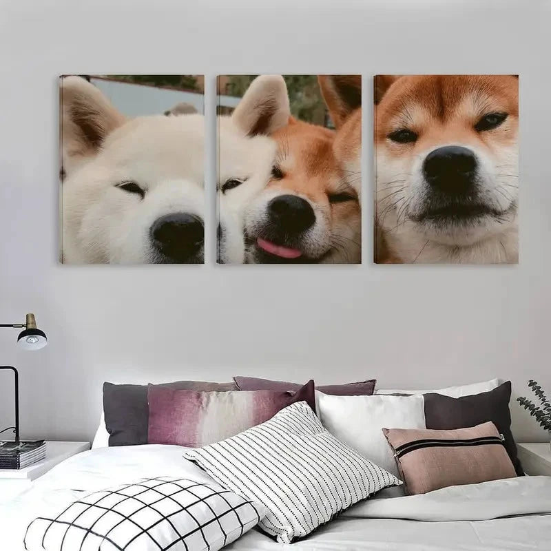 3pc3pcs Modern Cute Shiba inu Dogs   Wall Art Set Canvas Framed 60x90cm - High Quality Print 100% Australian Made Wall Canvas Ready to Hang