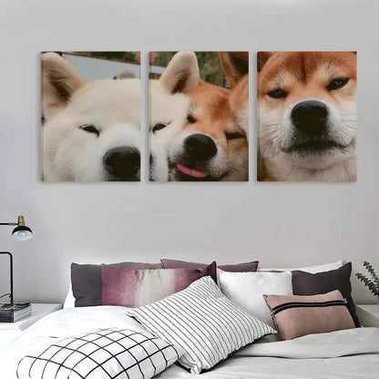 3pc3pcs Modern Cute Shiba inu Dogs   Wall Art Set Canvas Framed 60x90cm - High Quality Print 100% Australian Made Wall Canvas Ready to Hang