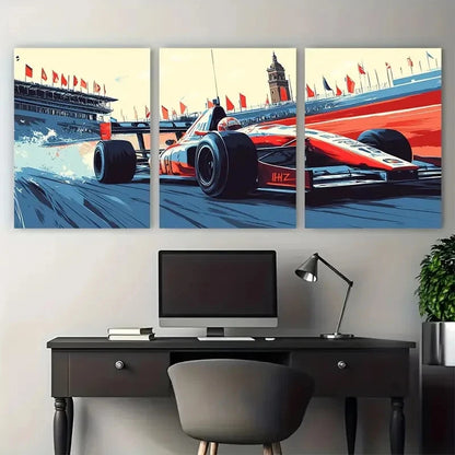 3pcs Monza Circuit Racing Scene Décor Perfect Wall Art Set Canvas Framed 40x60cm - High Quality Print 100% Australian Made Wall Canvas Ready to Hang