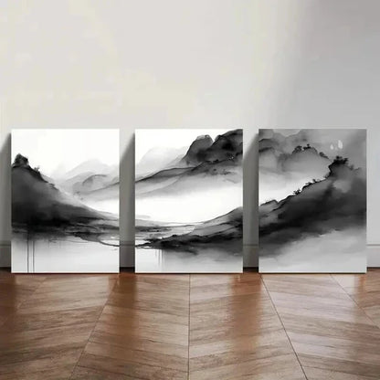 3pcs Minimalist Black & White Watercolor Wall Art Set Canvas Unframed - High Quality Print 100% Australian Made Wall Canvas