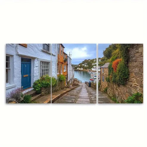 3pcs Polperro Harbour Wall Art Set Canvas Unframed - High Quality Print 100% Australian Made Wall Canvas
