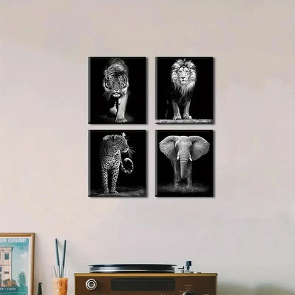 pcs Black and White Wildlife Wall Art Canvas Framed