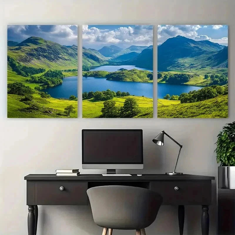 3pcs Lake District Travel District Perfect Wall Art Set Canvas Framed 40x60cm - High Quality Print 100% Australian Made Wall Canvas Ready to Hang