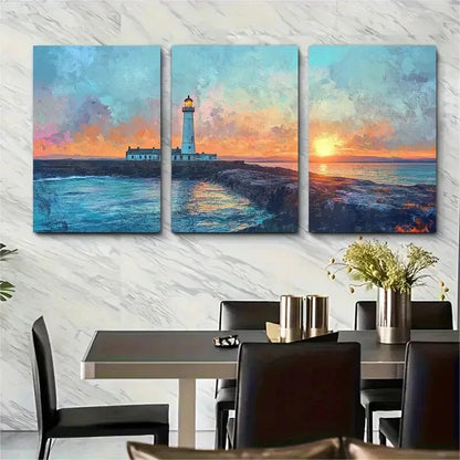 3pcs Northern Ireland Coastal Scene with Vibrant Metal Print Ready to Hang Art