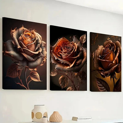 3pcs Withered Roses Décor Mural Perfect Wall Art Set Canvas Framed 40x60cm - High Quality Print 100% Australian Made Wall Canvas Ready to Hang