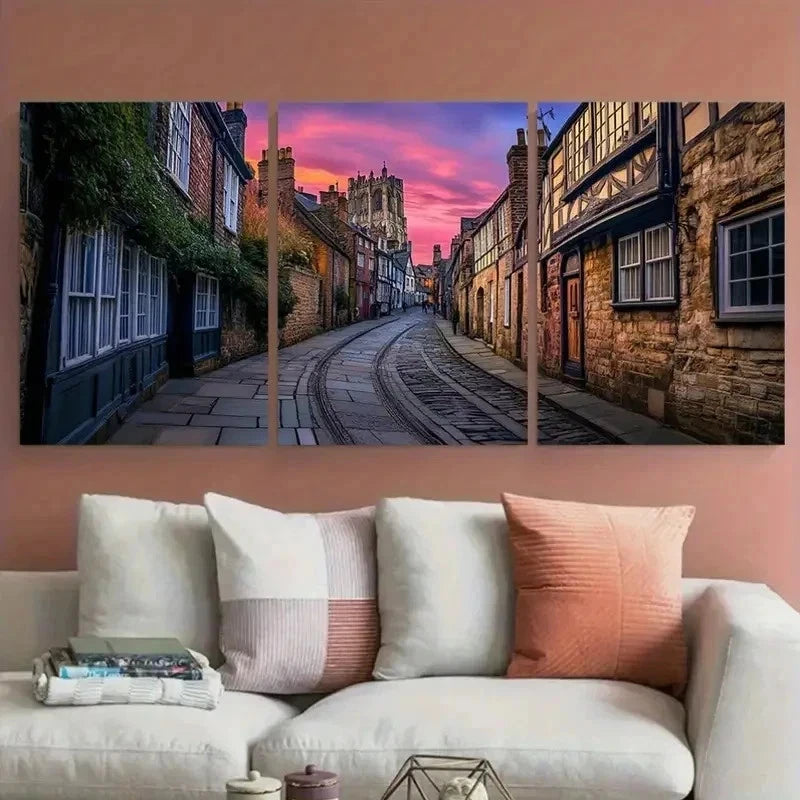 3pcs England Travel Historic York City Perfect Wall Art Set Canvas Framed 60x90cm - High Quality Print 100% Australian Made Wall Canvas Ready to Hang