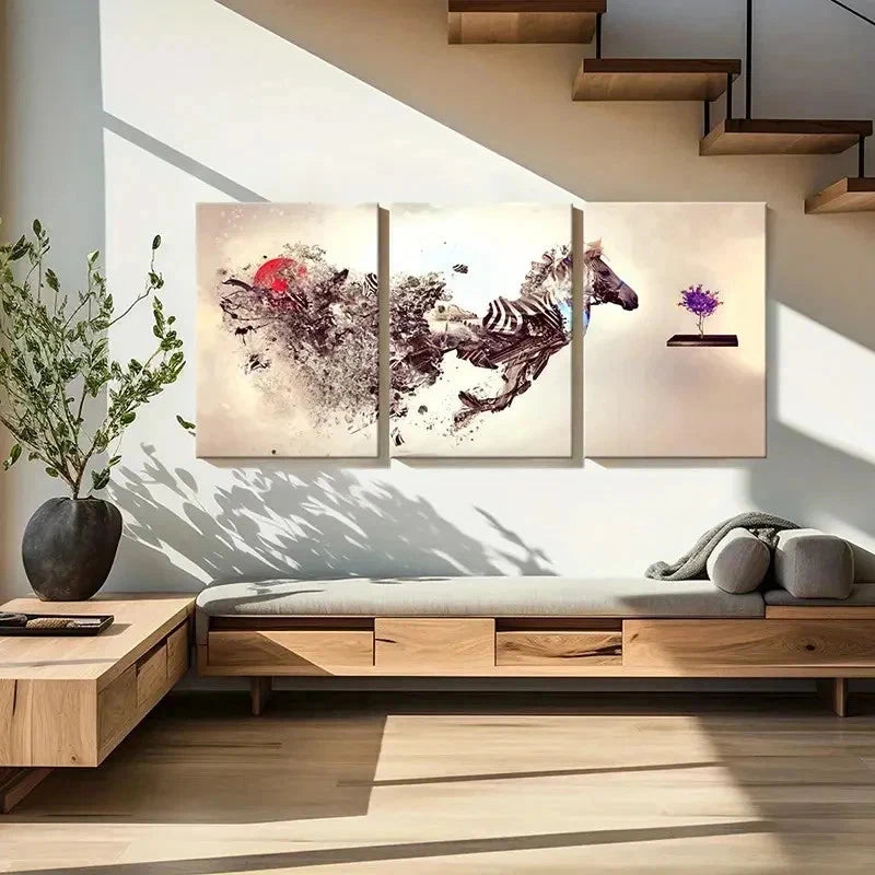 3pcs Abstract Art Zebra Animal Modern Wall Art Set Canvas Framed 40x60cm - High Quality Print 100% Australian Made Wall Canvas Ready to Hang
