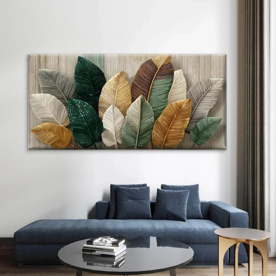 Multicolor Natural Leaf Design Wall Art Canvas Office Home Room Framed 120x60cm