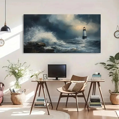 Ocean View Stormy Clouds Wall Art Canvas Office Home Room Framed 120x60cm