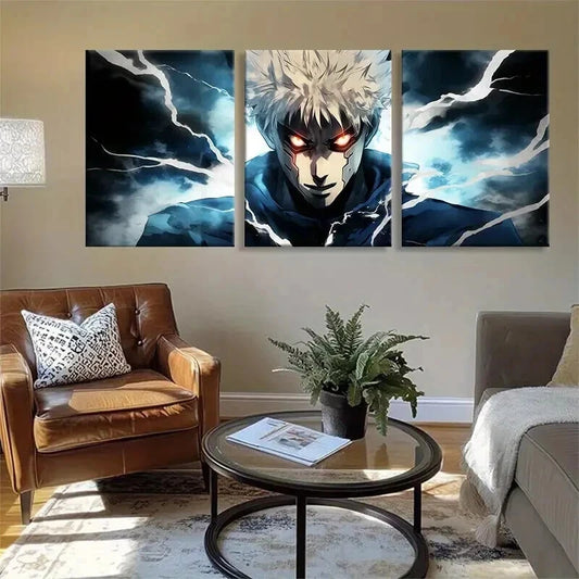 3pcs Anime Villain Electrifying Intense Perfect Wall Art Set Canvas Framed 40x60cm - High Quality Print 100% Australian Made Wall Canvas Ready to Hang