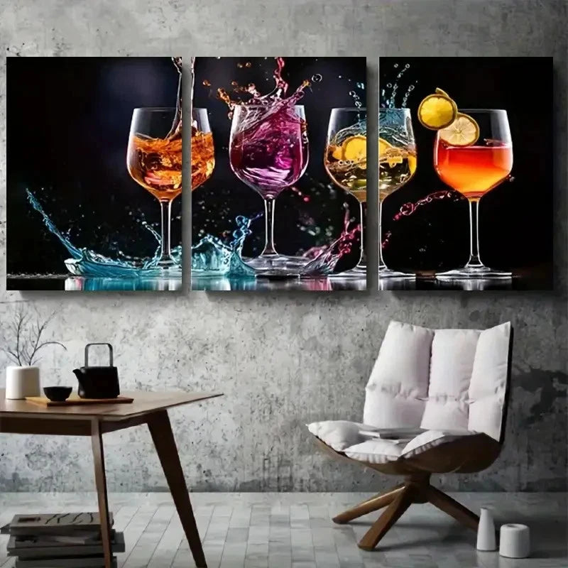 3pcs Colorful Abstract Liquid Splash Metal Print Ready to Hang Art