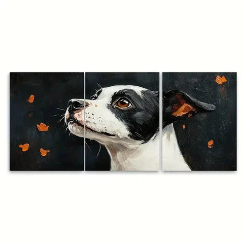 3pcs Black and White Canine Painting EI Wall Art Set Canvas Unframed – High Quality Print 100% Australian Made Wall Canvas