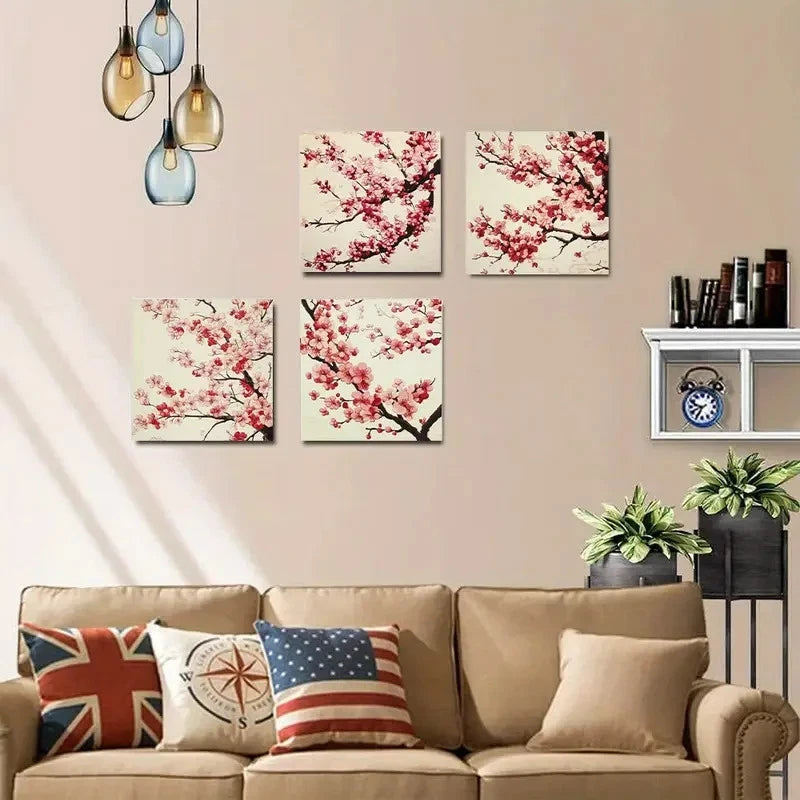 Elegant Pink & White FlowersWall Art Canvas Framed