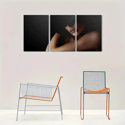 3pcs Modern Abstract Black and White Woman Metal Print Ready to Hang Art