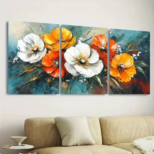 3pcs Colorful Poppy & Daisy DesignWall Art Set Canvas Unframed - High Quality Print 100% Australian Made Wall Canvas